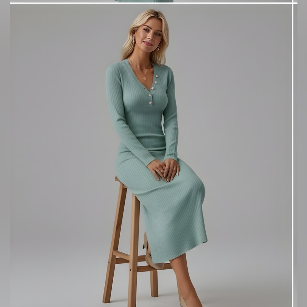 Ribbed Knit Midi Dress - Picture 2 of 6